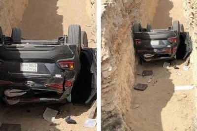 Three engineers suspended after a woman's car fell into a pit